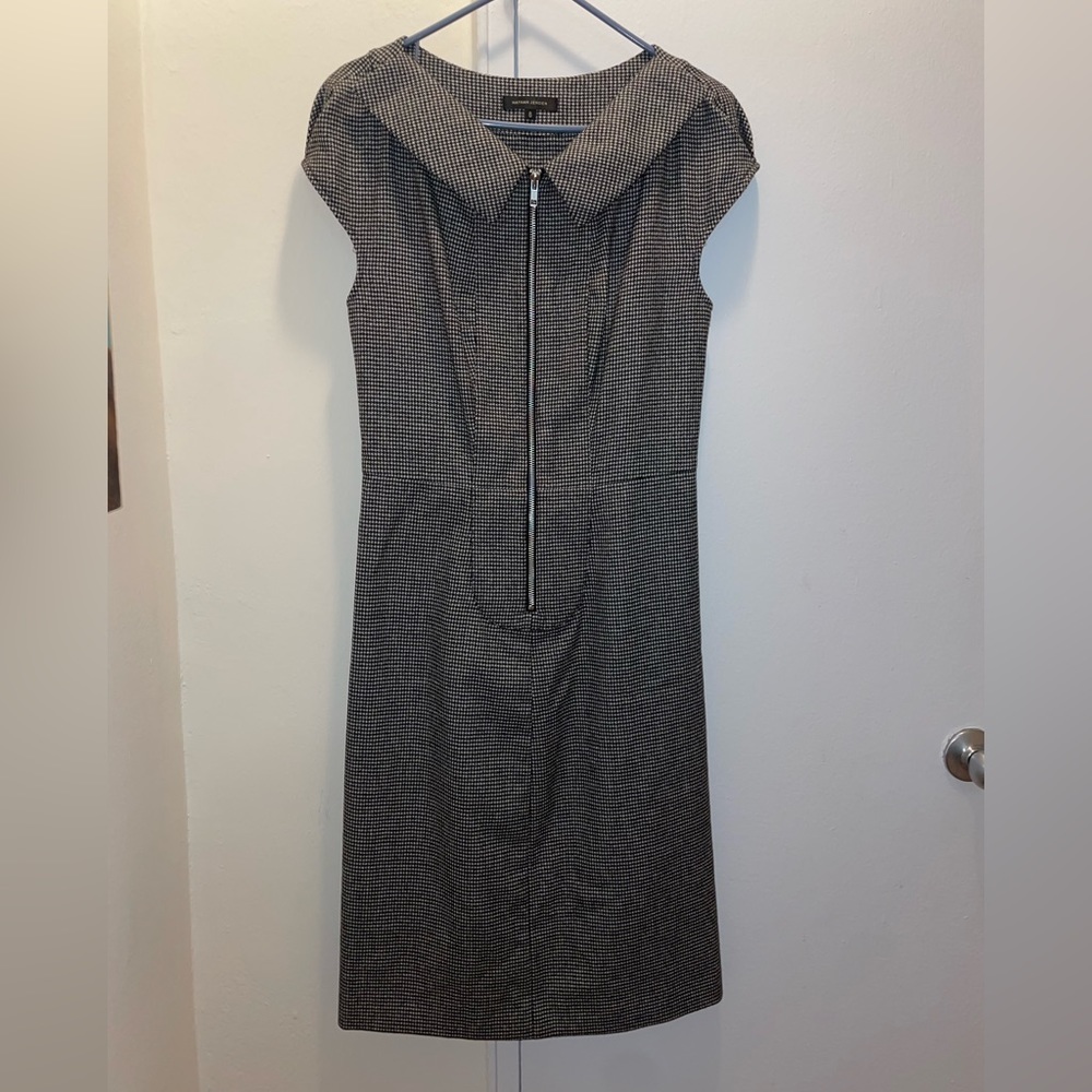 Nathan Jenden Houndstooth Fitted Knee Length Wool Blend Sheath Dress Size 8